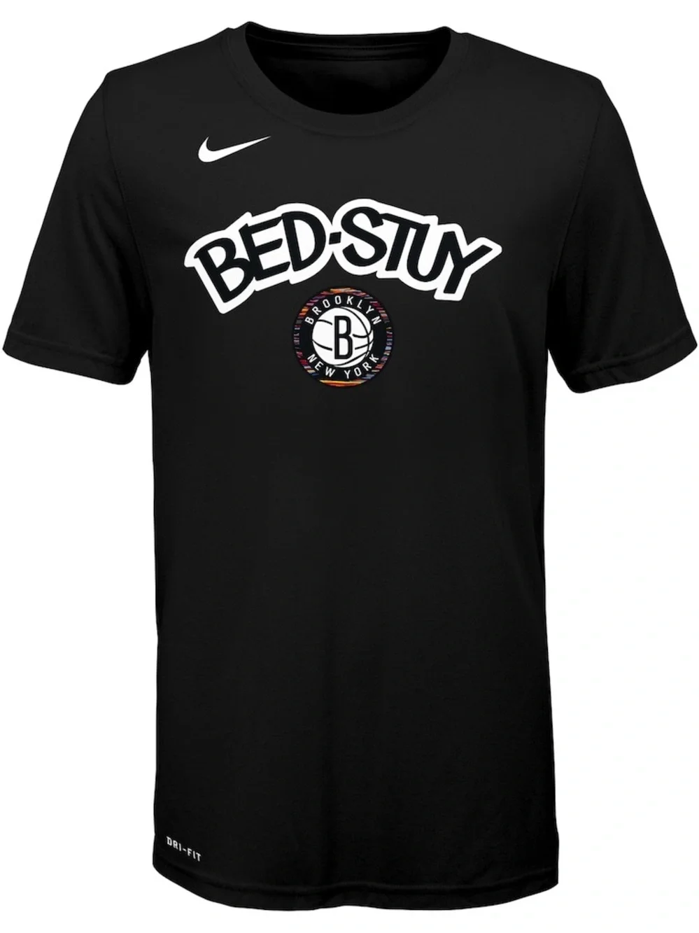 Nike Black Bed-Stuy Brooklyn Nets logo Graphic Tee Small Kids NBA